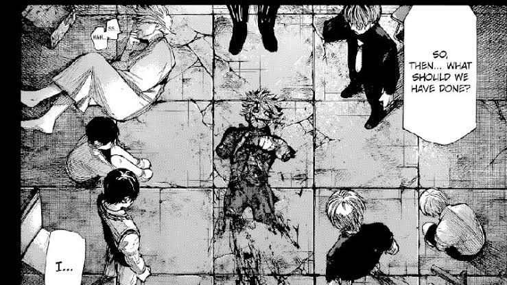 Kaneki's limbless body in Tokyo Ghoul; re manga