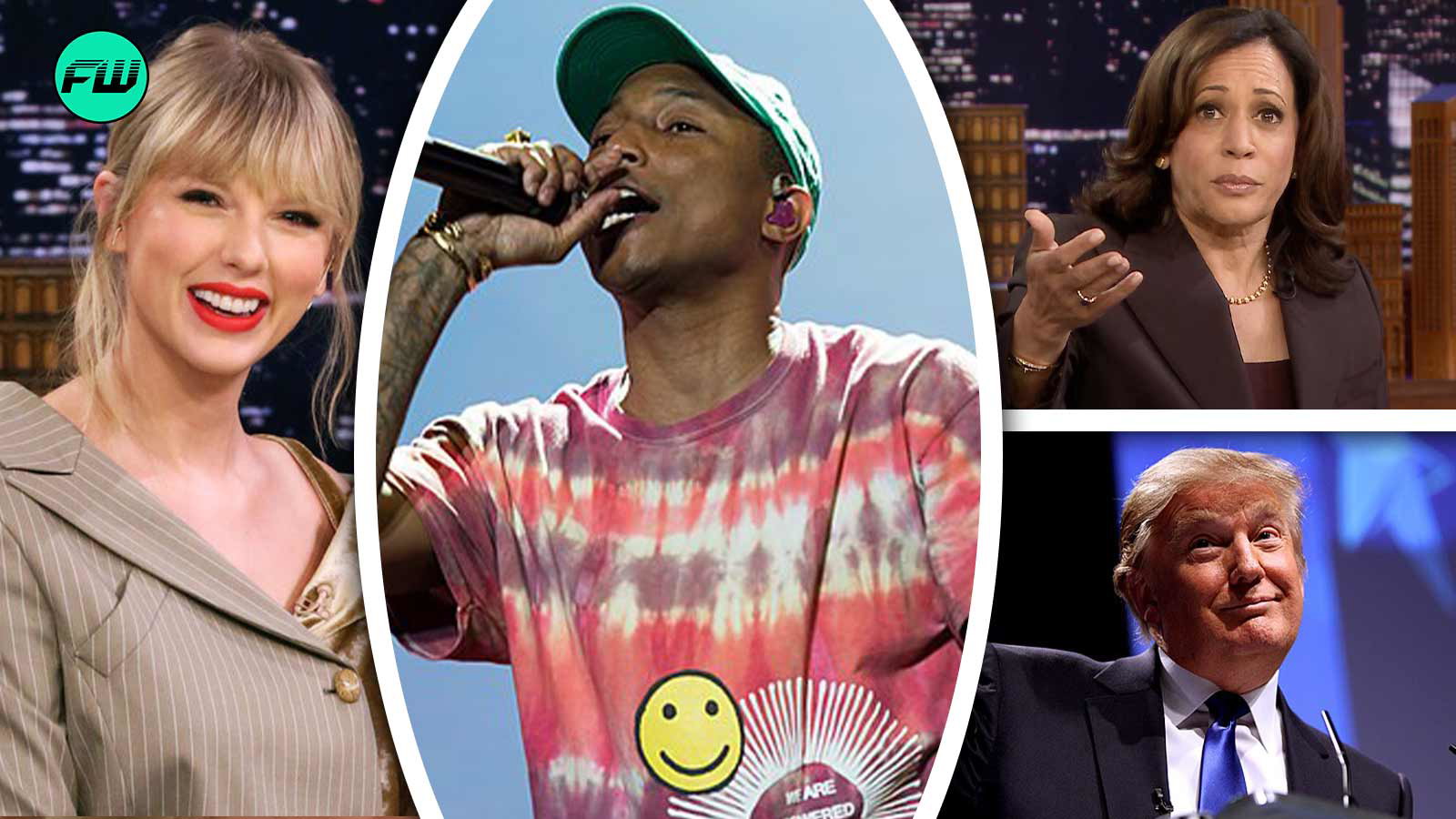 “Shut up”: Pharrell Williams’ Response to Celebs Like Taylor Swift and 50 Cent Endorsing Kamala Harris and Donald Trump