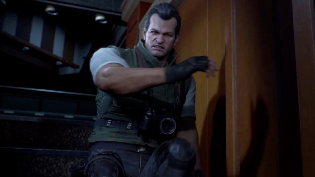 Frank West dressed like Chris Redfield in Dead Rising Deluxe Remaster.