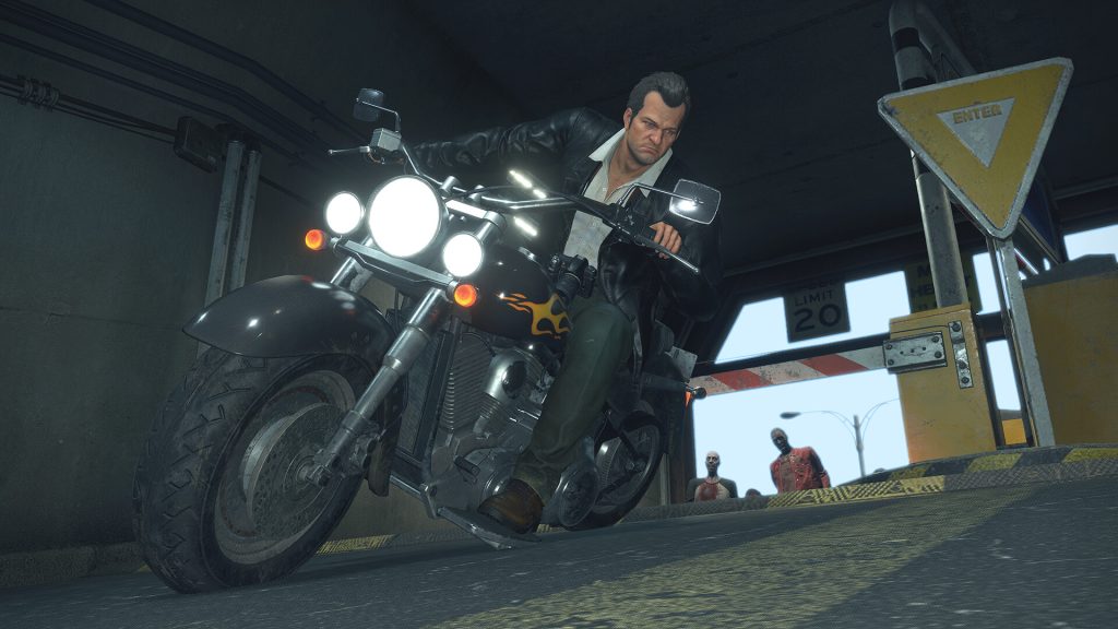 Dead Rising Remaster Frank West riding a bike.