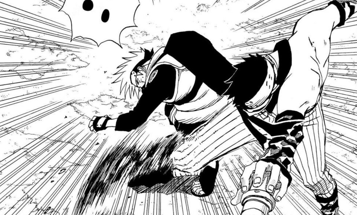 Zabuza kicks Kakashi in Naruto and Kakashi makes an attempt to dodge it in Naruto 