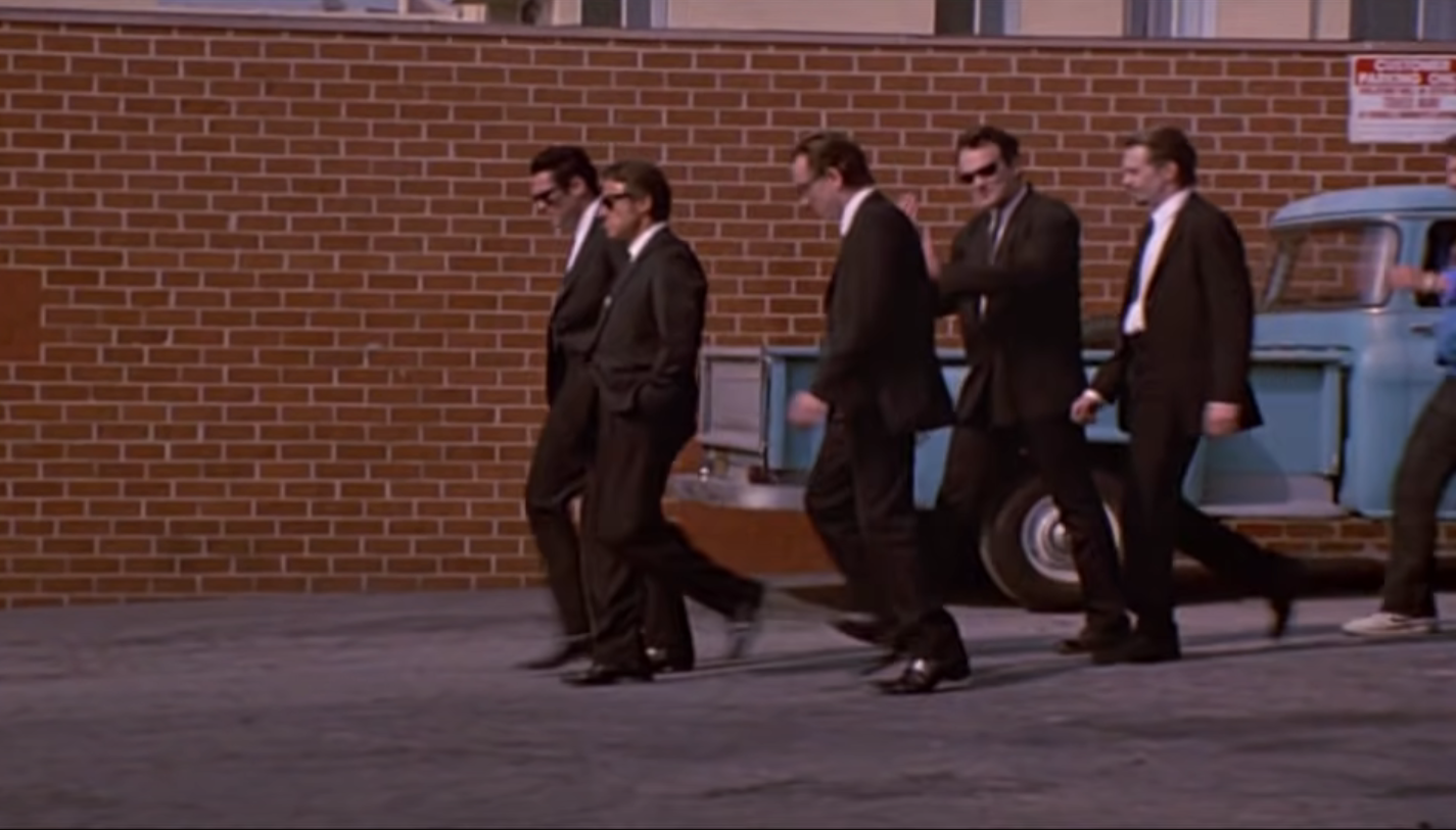 This picture is a scene from Quentin Tarantino's Reservoir Dogs' opening scene 