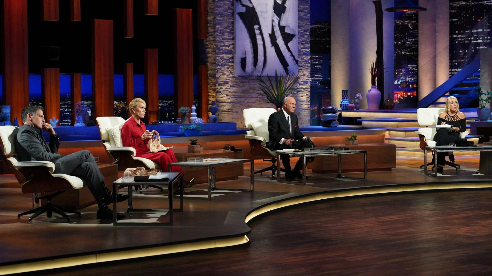 A still featuring the sharks in Shark Tank. 