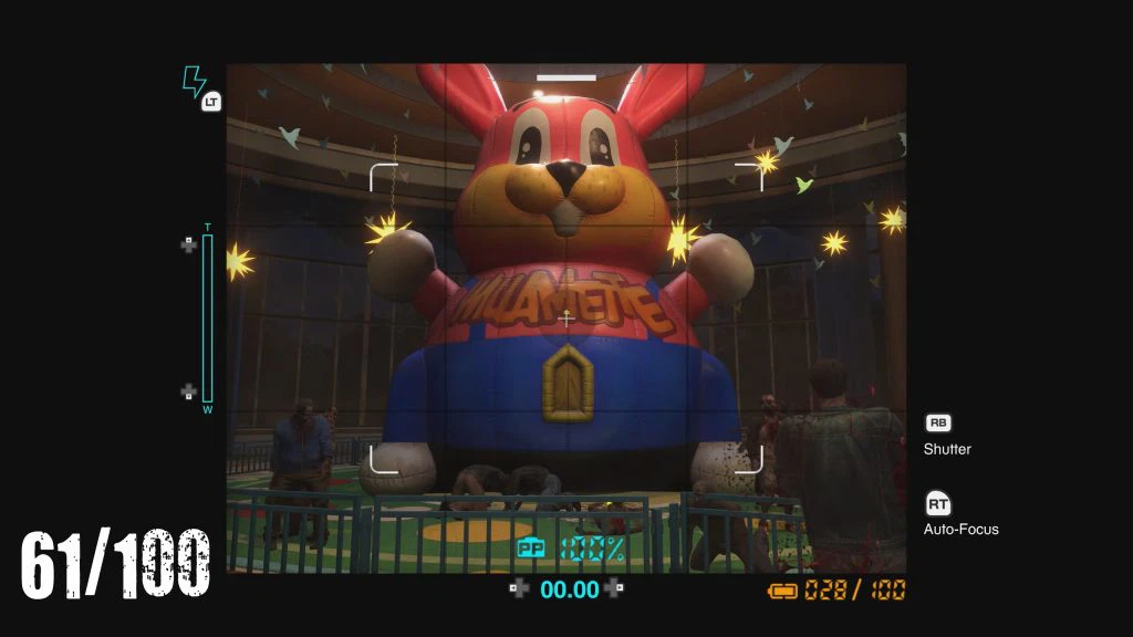 An in-game screenshot of Deadrising Deluxe Remaster showing a bunny with a PP sticker.