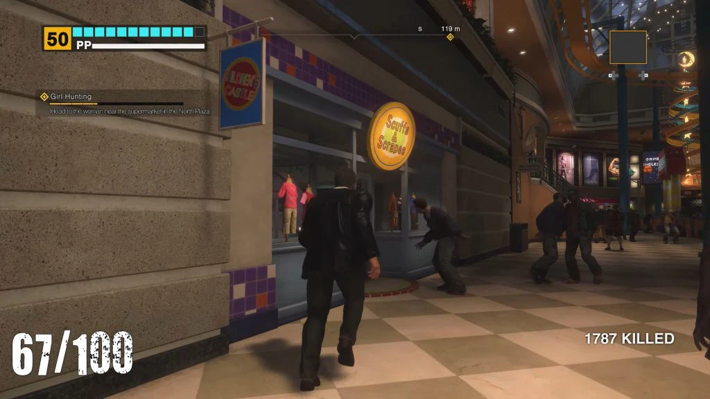 An in-game screenshot of Deadrising Deluxe Remaster entering Scuffs Scrubs.