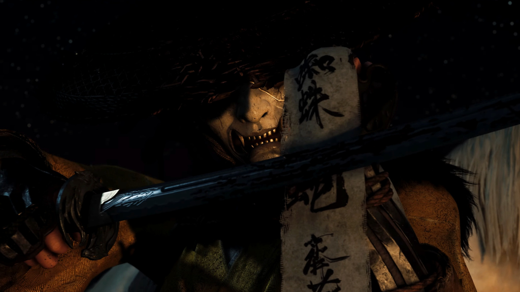 Image of Ghost of Yotei female protagonist Atsu, cleaning blood off her katana.