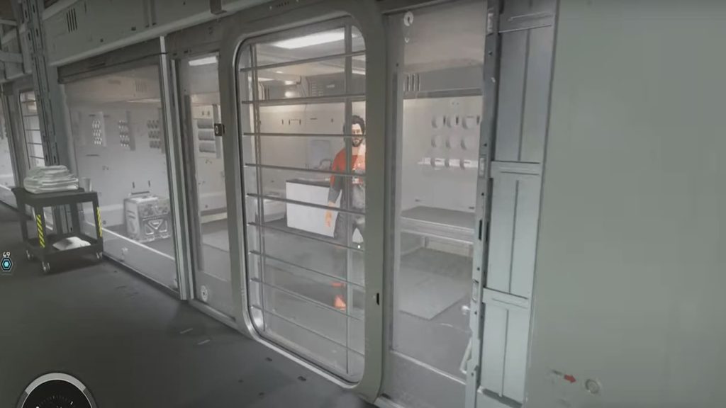 A player standing in prison in Starfield.