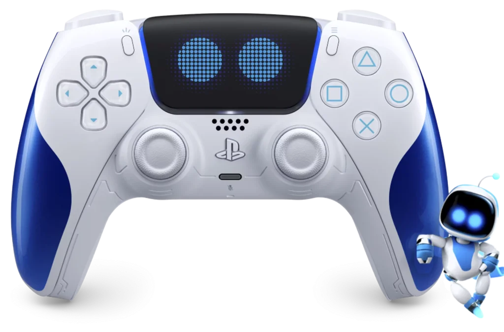 the image shows custom DualSense Controller based on Astro Bot