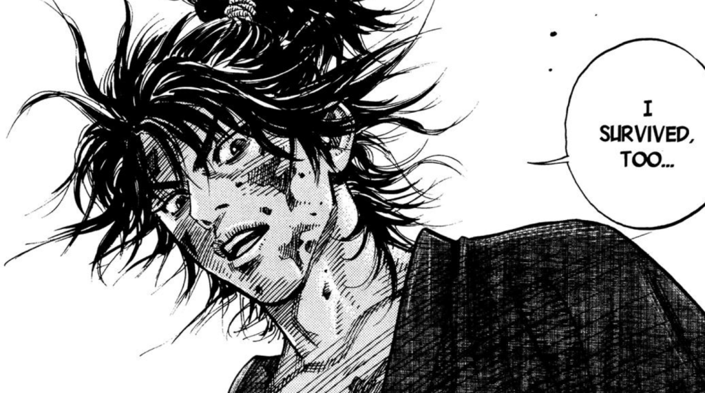 Gambar tersebut adalah panel dari manga Vagabond karya Takehiko Inoue