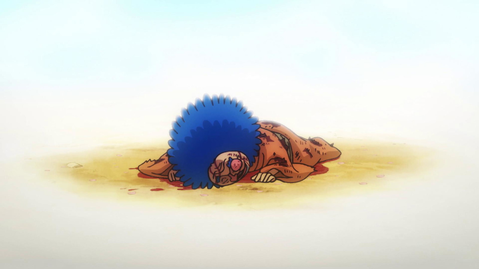 Yasuie from One piece lays on the ground