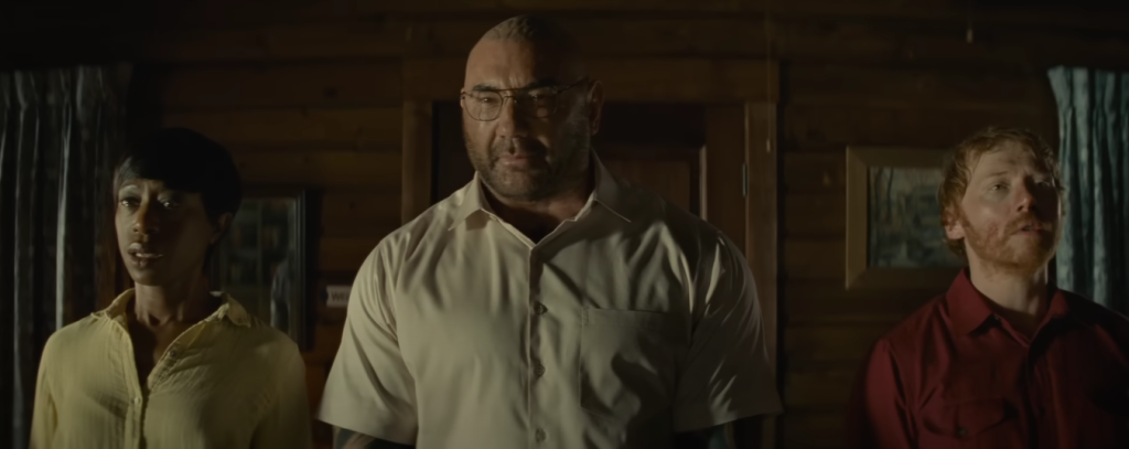 Dave Bautista and Rupert Grint in Knock at the Cabin