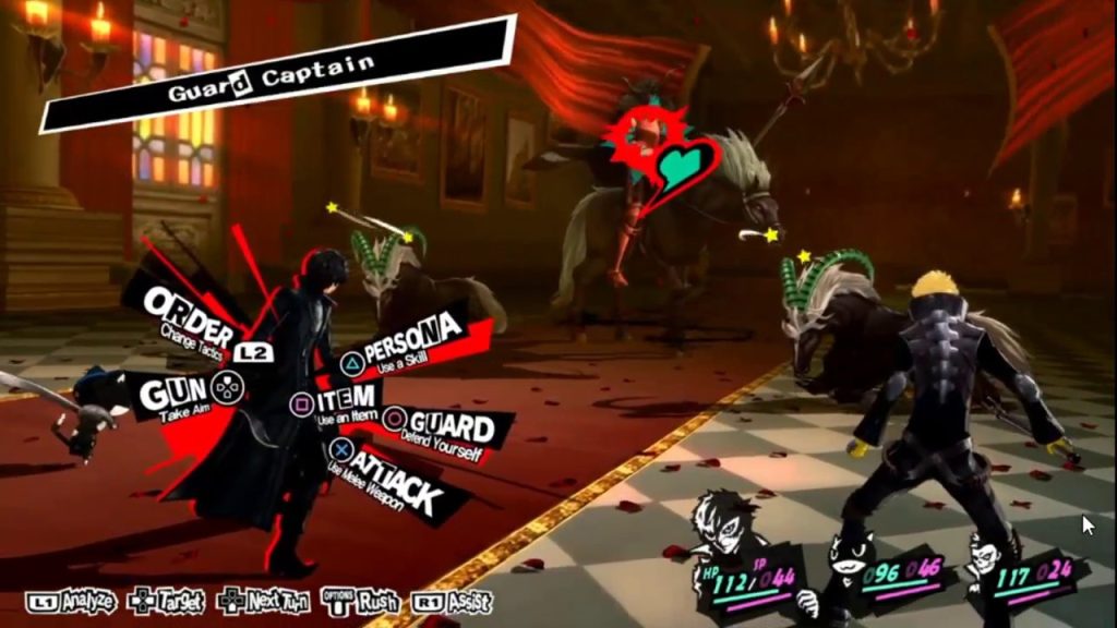 Persona 5 Royal screenshot featuring Joker and his party fighting an enemy.