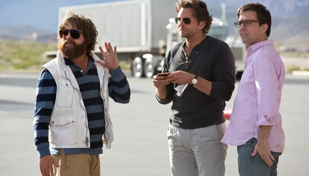 Bradley Cooper with Zach Galifianakis and Ed Helms in The Hangover Part III