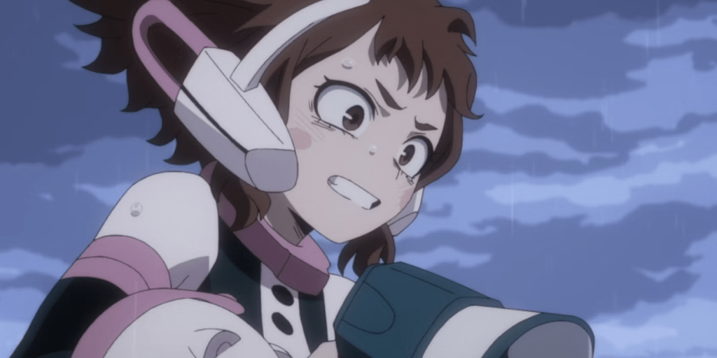 Uraraka in a still from Kohei Horikoshi's series. 