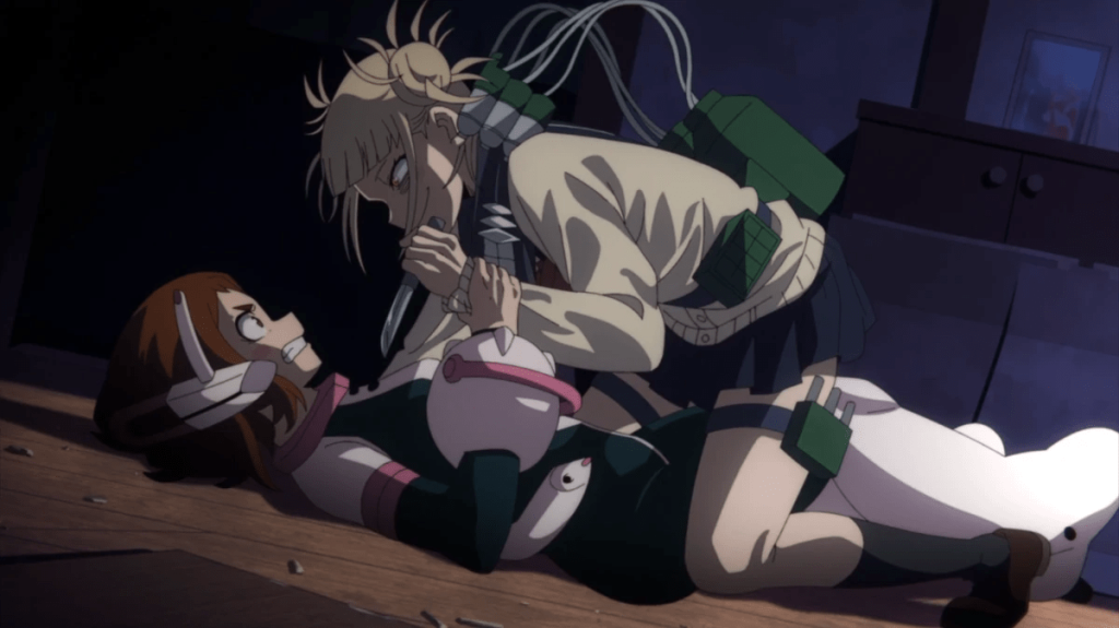 Himiko ambushes Uraraka in My Hero Academia.