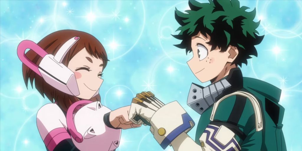 Deku and Uraraka in My Hero Academia