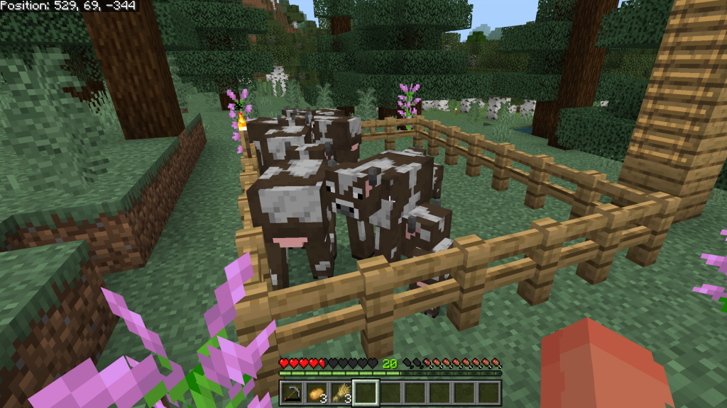 An image of a Cow Farm in Minecraft.