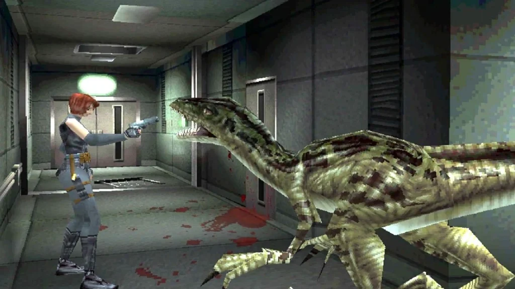 Dino Crisis killing a raptor.