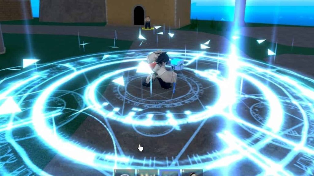 A character is seen in the middle of the magic circle.