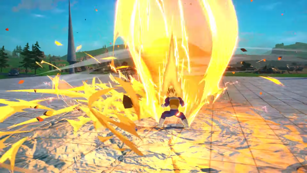 Vegeta showing how to do transformation in Dragon Ball Sparking Zero.