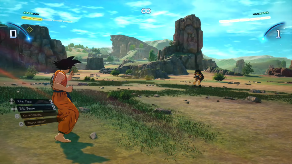 Goku and Raditz engaging in combat in their very first meeting.