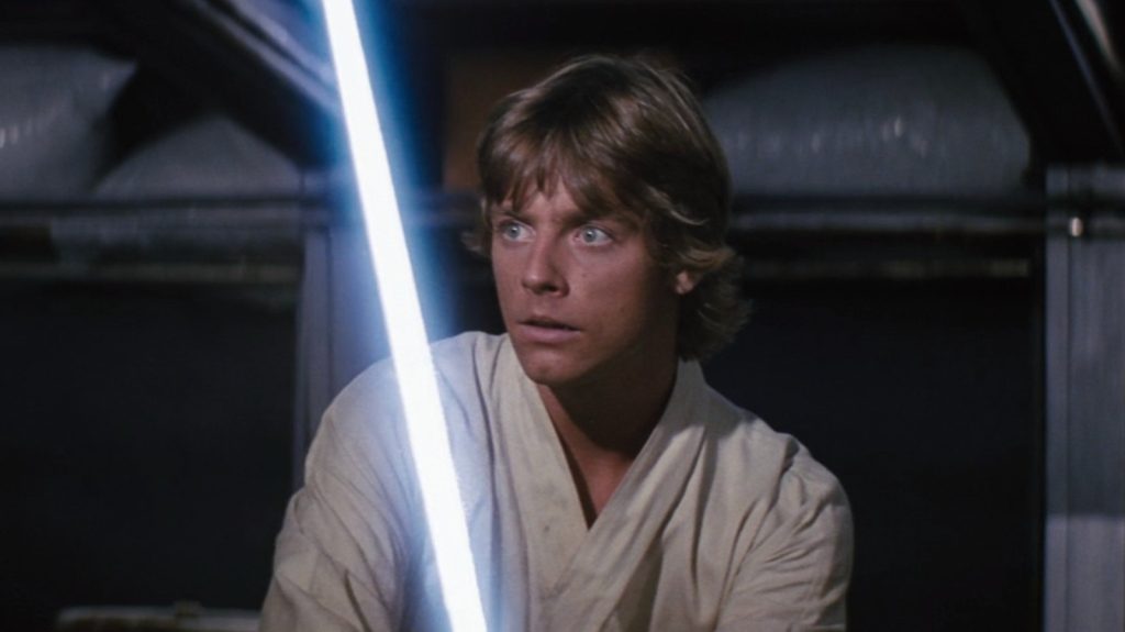 Close-up of Mark Hamill's character in the original Star Wars movie, Luke Skywalker. 