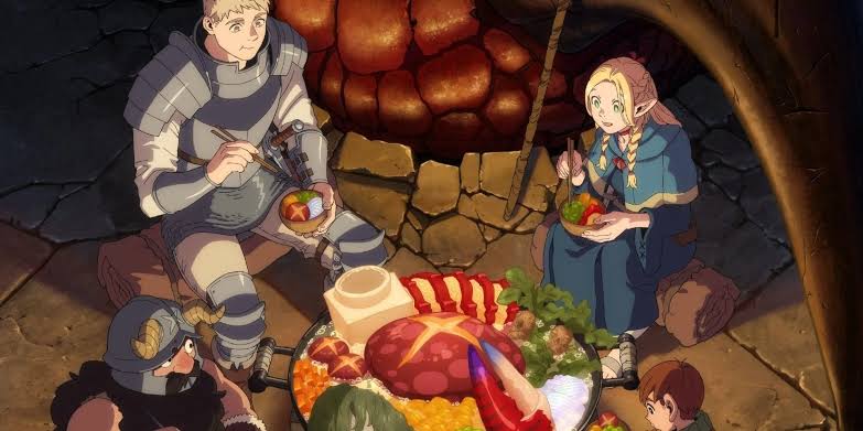 Sharing a meal in Delicious in Dungeon 