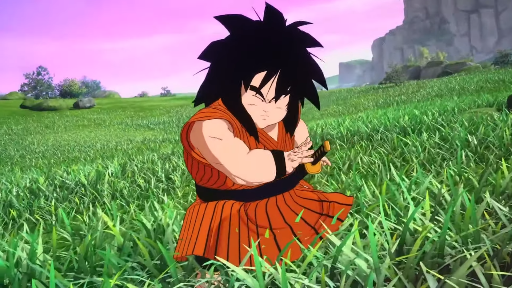 Yajirobe in Dragon Ball Sparking Zero reaching for his sword at the start of a match.