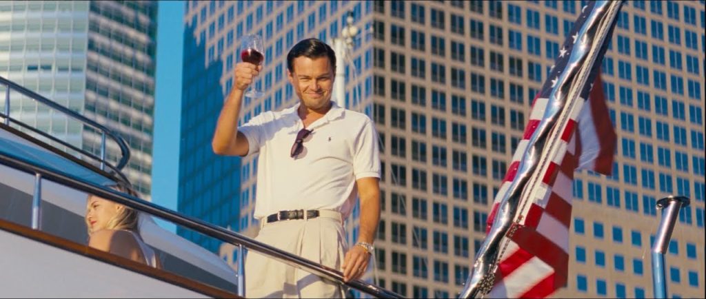 Leonardo DiCaprio in a still from The Wolf of Wall Street (2013)