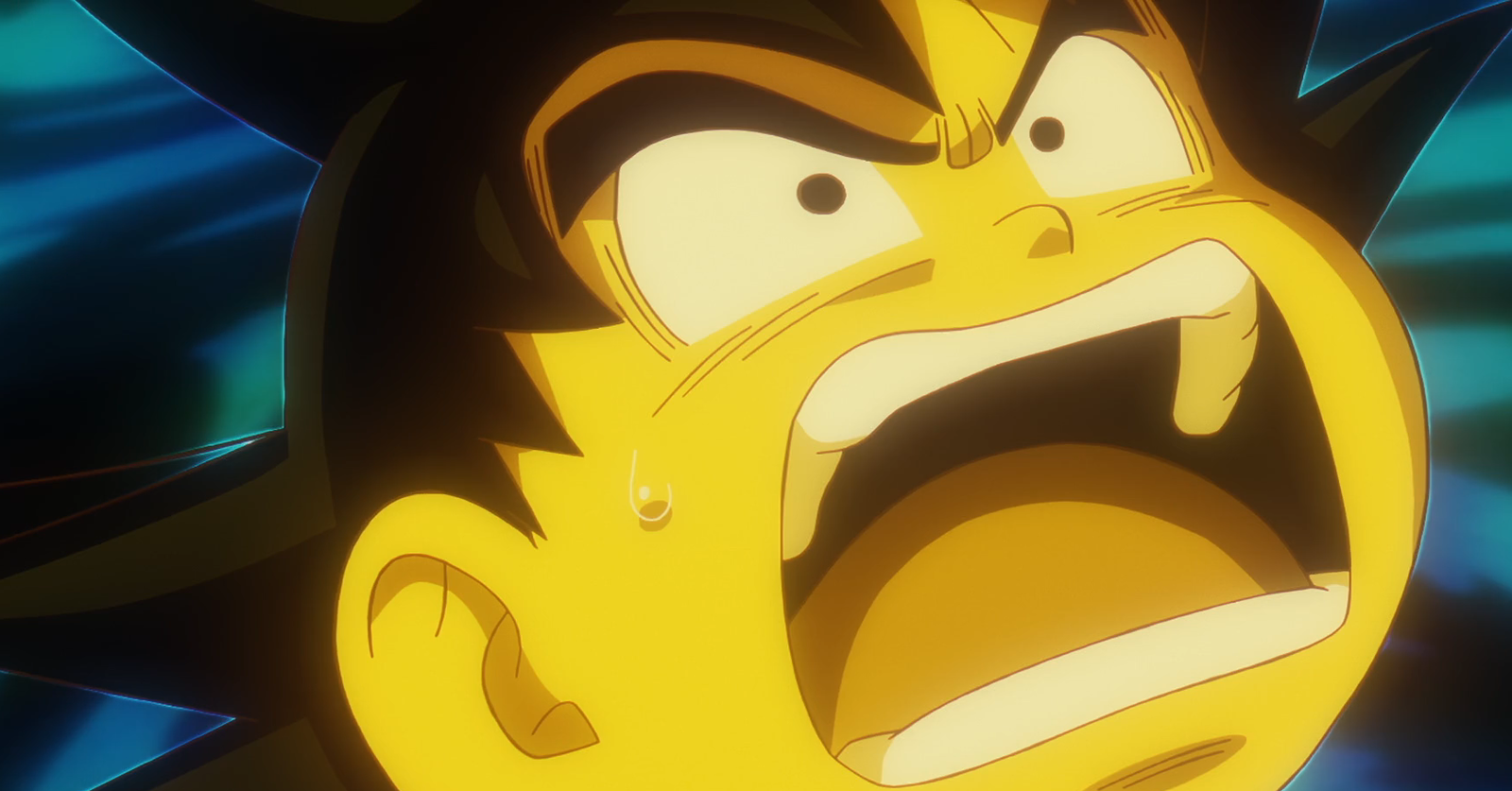 Goku looks confused with his mouth wide open in Daima episode 1 