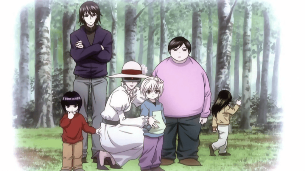 The Zoldyck siblings with Kikyo in Hunter x Hunter. 