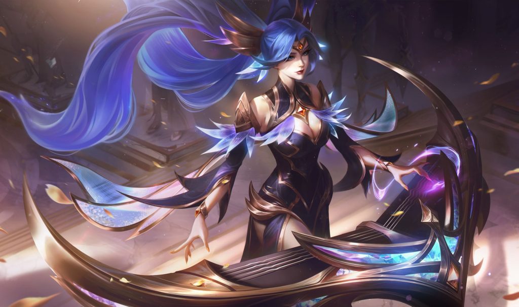 Artwork featuring the Victorious Sona skin in League of Legends.