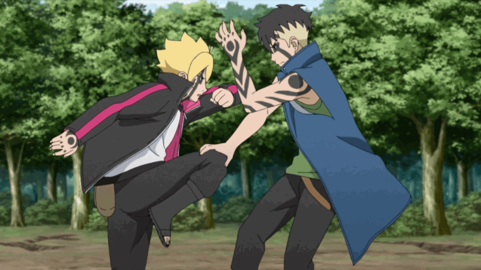 Kawaki training Boruto to use Kama in Boruto. 