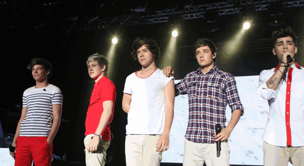 Liam Payne with his One Direction bandmates | image: Eva Rinaldi, licensed under CC BY SA 2.0, via Wikimedia Commons