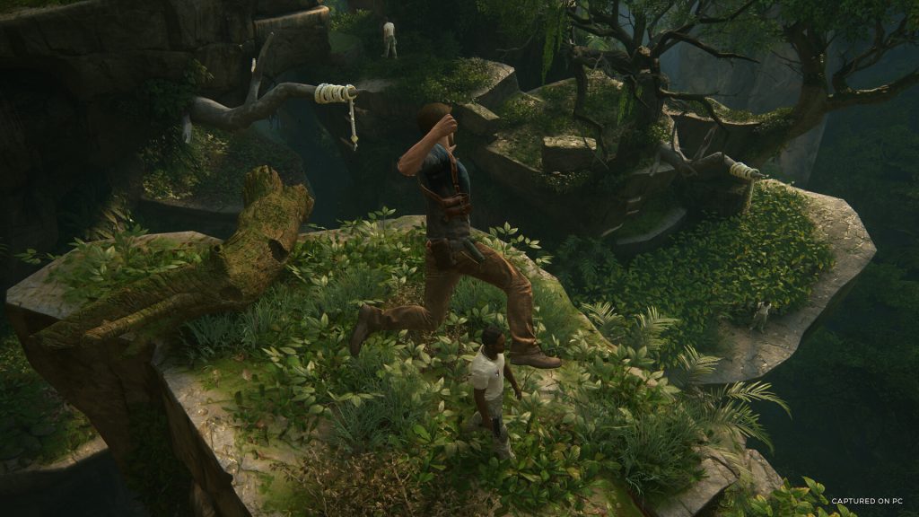 the image shows nathan jumping on the enemy in Uncharted 4 A Thief's end 