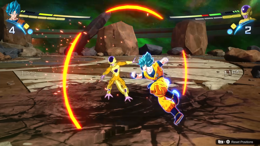 Goku showing hot to counter back attacks against Frieza.