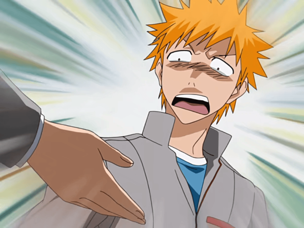 Ichigo is shocked in Bleach.