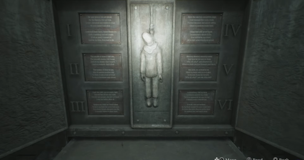 Poem distribution of the gallows poem puzzle in Silent Hill 2 remake.