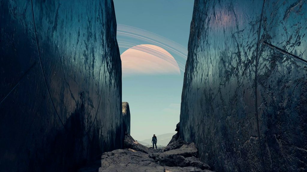 the image shows a player walking in an unknown planet in Starfield 