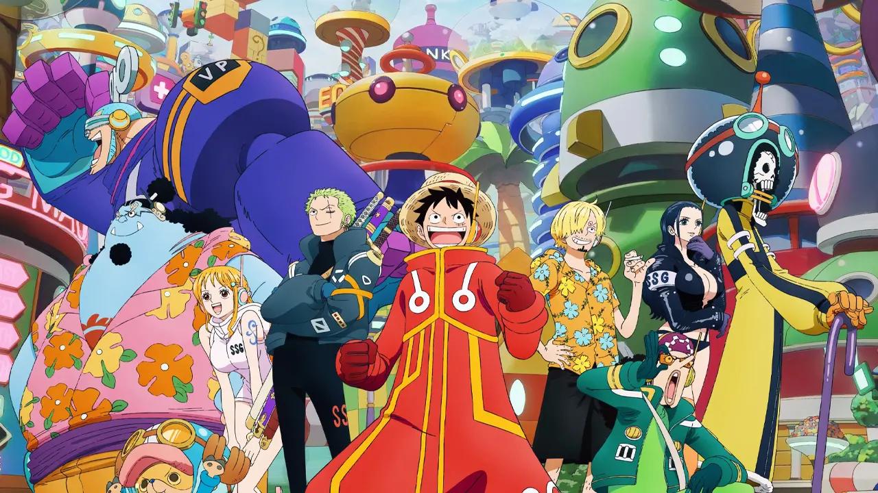 The picture is a still of Luffy's crew from Egghead Arc of One Piece 