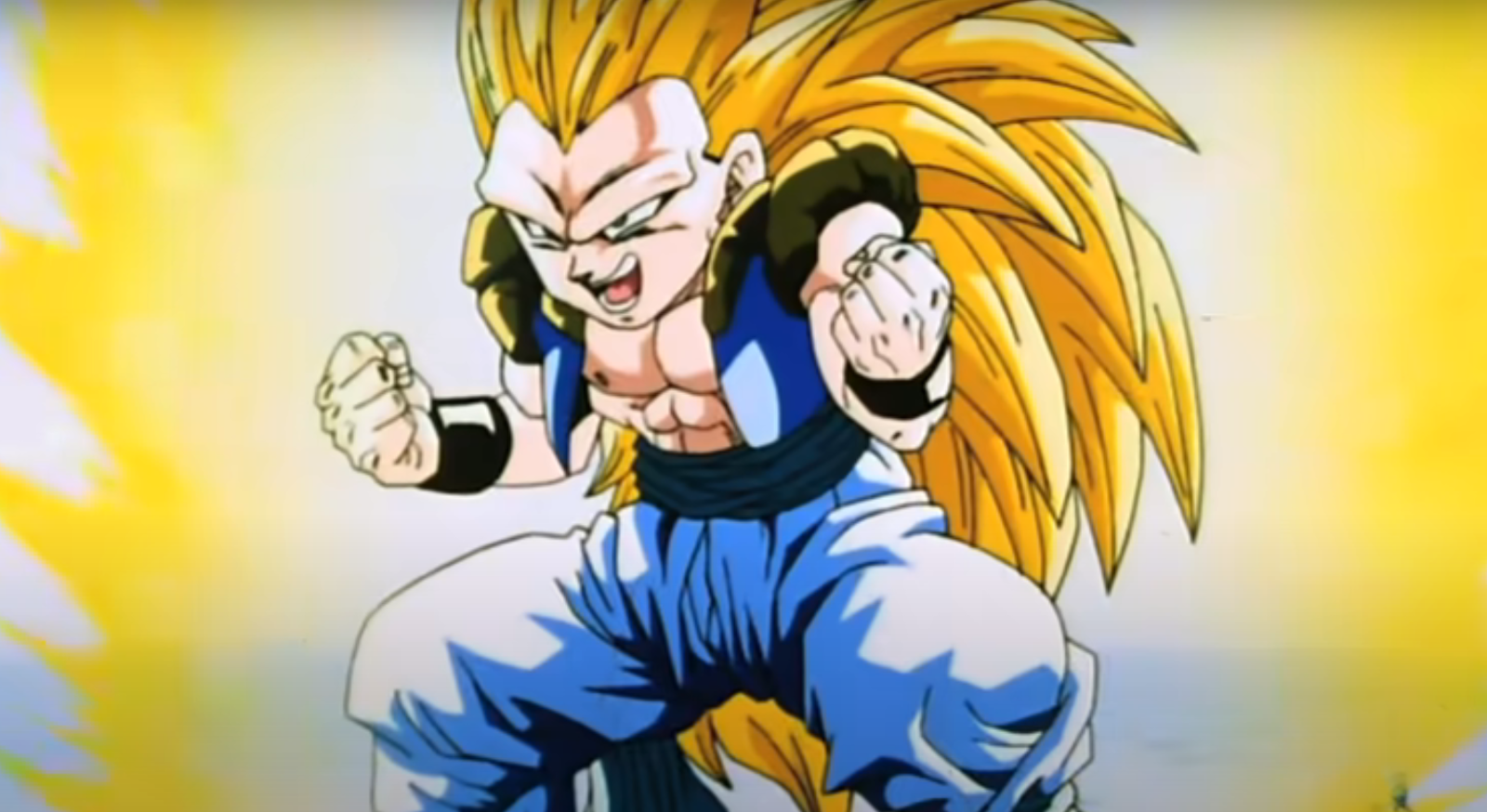 Gotenks is emitting a yellow aura in his saiyan transformation in Dragon Ball Series