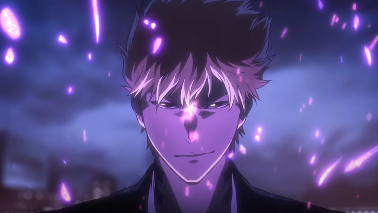 Ichigo looks confident with purple glow and aura surrounding him in Tite Kubo's Bleach tybw