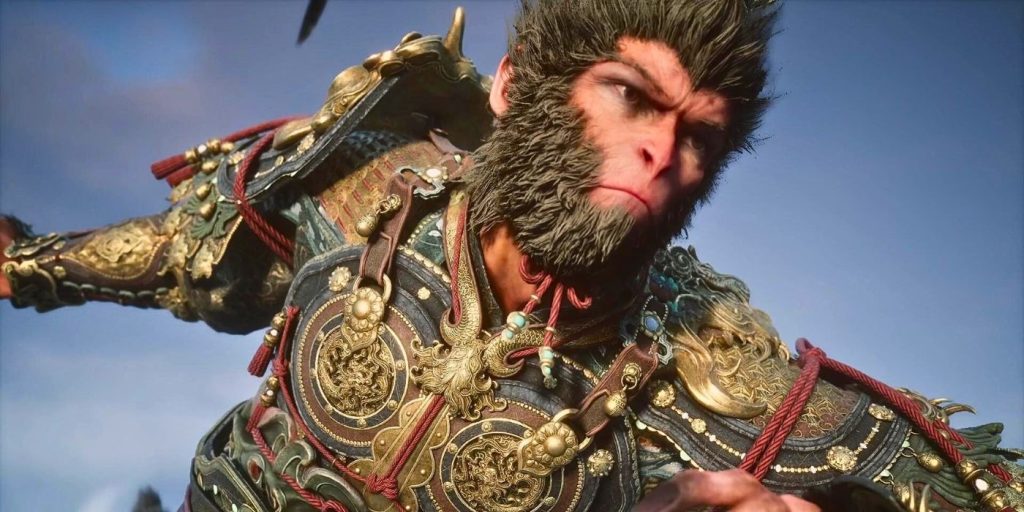 Black Myth: Wukong gameplay screenshot featuring a close-up of the protagonist, The Destined One.