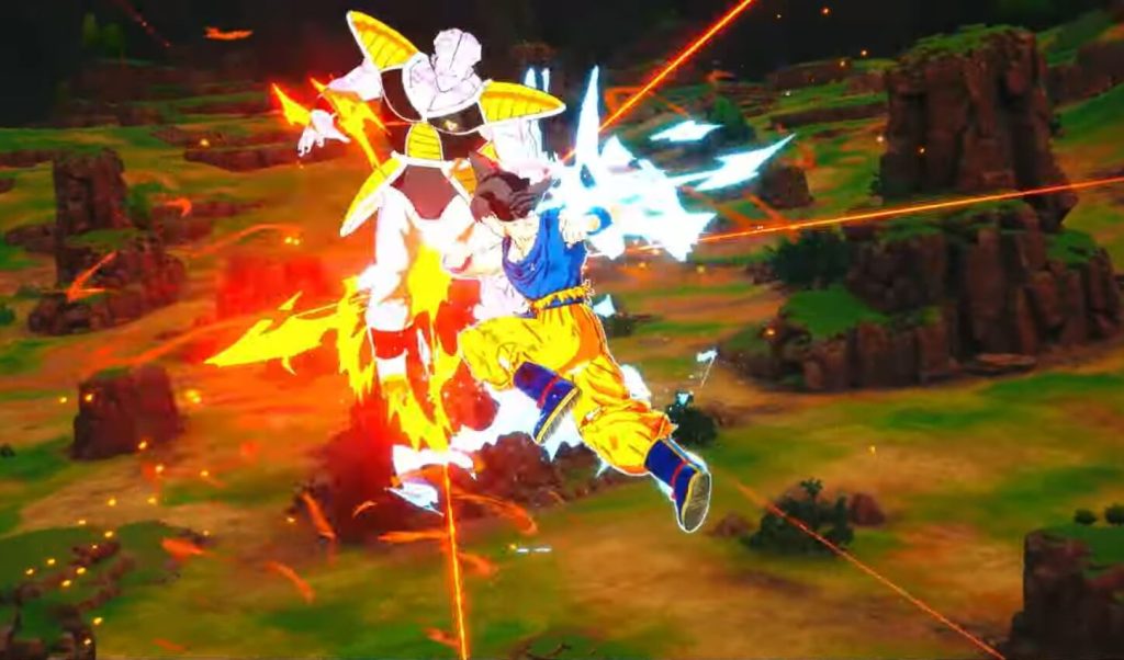 Goku is seen in a fight with Captain Ginyu.