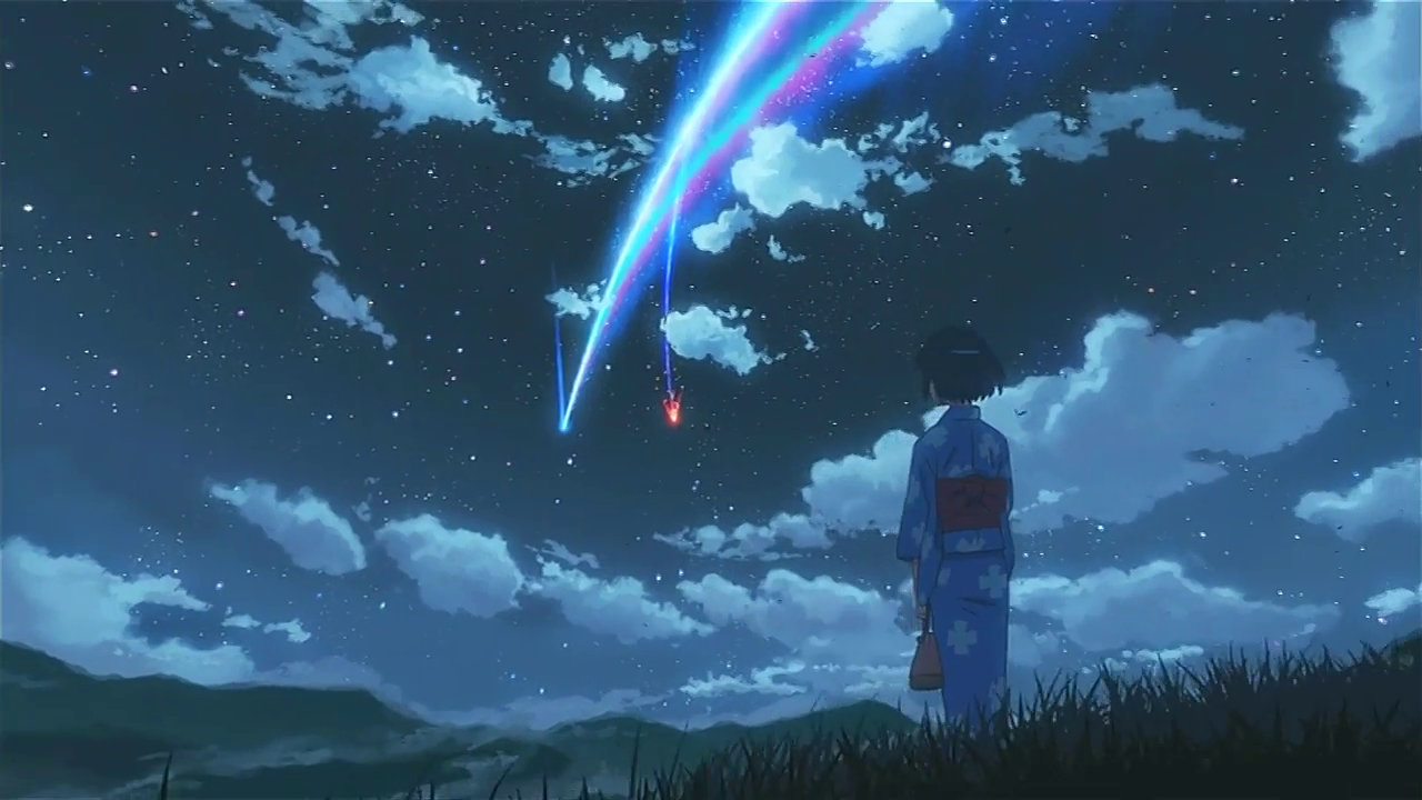 Mitsuha witnessing the comet in Your Name. 