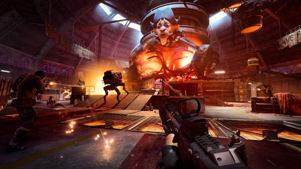 A still from XDefiant, featuring the game's combat.