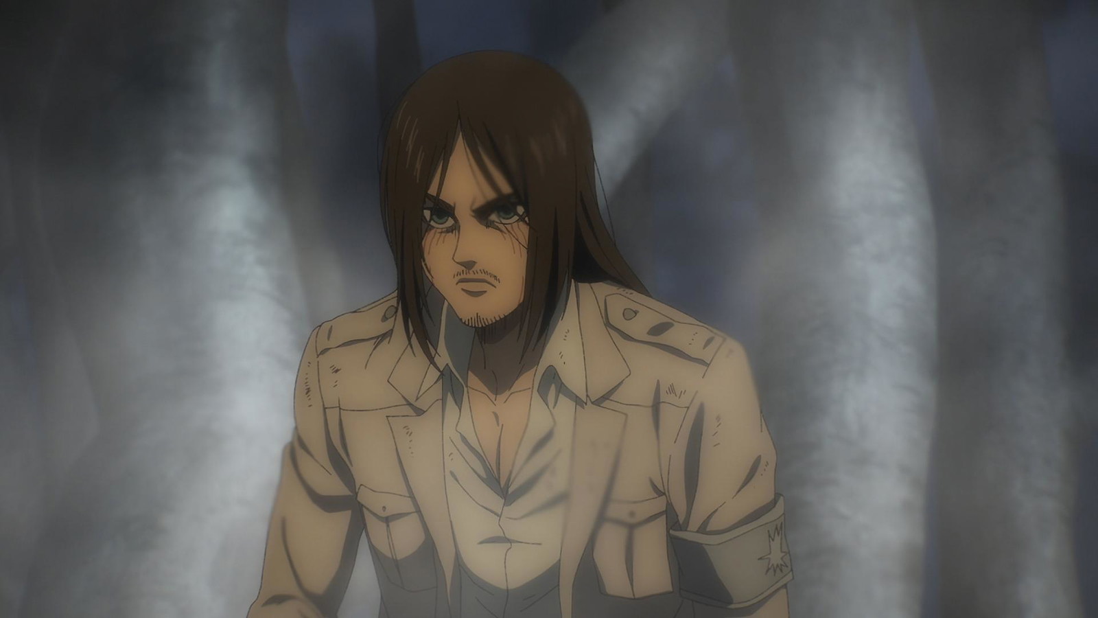 Eren Yeager has long hair in the picture in Attack on Titan season 3 