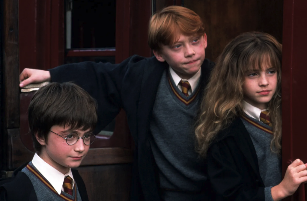 Harry Potter, Ron Weasely and Hermoine Granger are introduced to the Wizarding World | Credits: WB