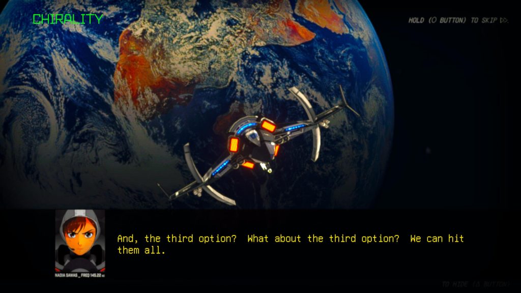 A cutscene being played in Rogue Flight.