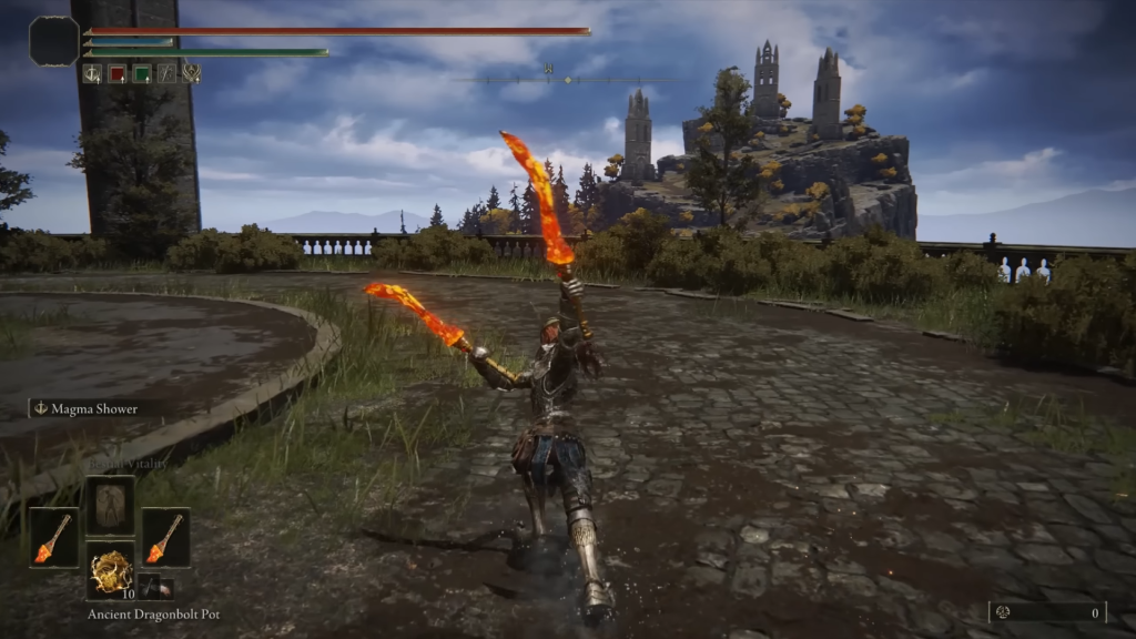 The Magma Blade showcase in Elden Ring.